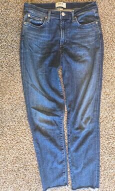 AGOLDE Sophie Jeans Womens 27 High Rise Raw Hem Slim Straight Blue